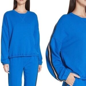 ATM Side Stripe French Terry Sweatshirt Cobalt Blue Large